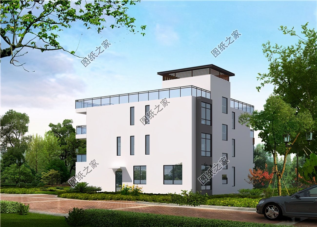 三層現(xiàn)代風(fēng)格別墅，大眾喜愛(ài)型，清新靚麗