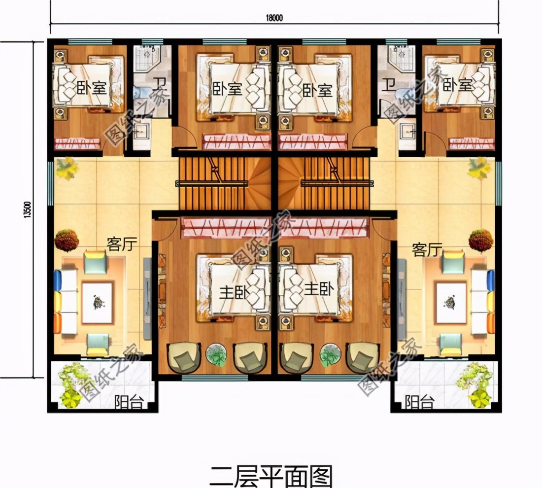 農(nóng)村雙拼樓房設(shè)計(jì)圖，兄弟合建省錢又好看，日子自然越過越紅火