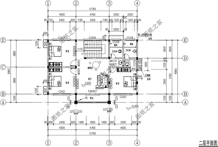 農(nóng)村建房二層設(shè)計(jì)效果圖，公共區(qū)域空間大，真正自在人家