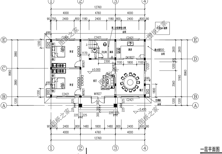 農(nóng)村建房二層設(shè)計(jì)效果圖，公共區(qū)域空間大，真正自在人家
