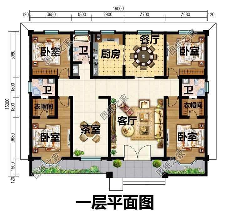 一層普通自建房戶型圖簡易，推薦四款21年最火的一層別墅