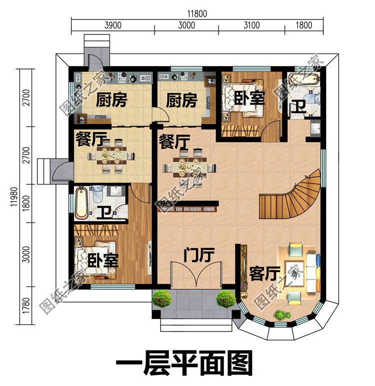 新農(nóng)村自建20萬(wàn)二層小樓外觀圖