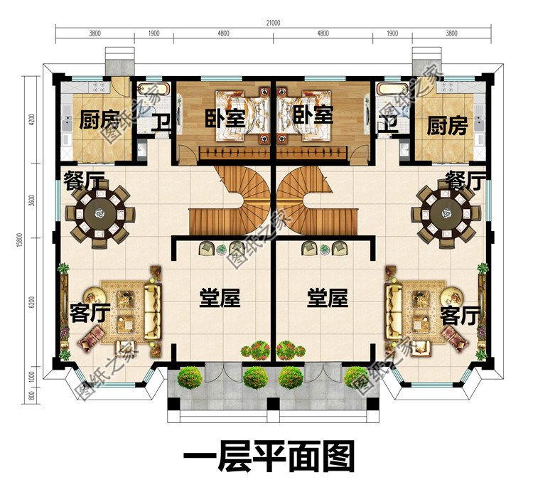 兄弟合建房新農(nóng)村三層雙拼別墅