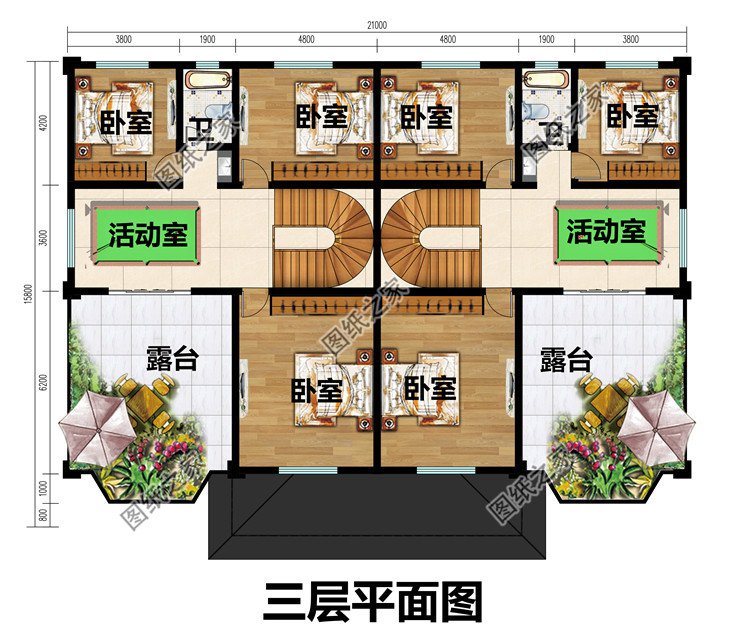 兄弟合建房新農(nóng)村三層雙拼別墅