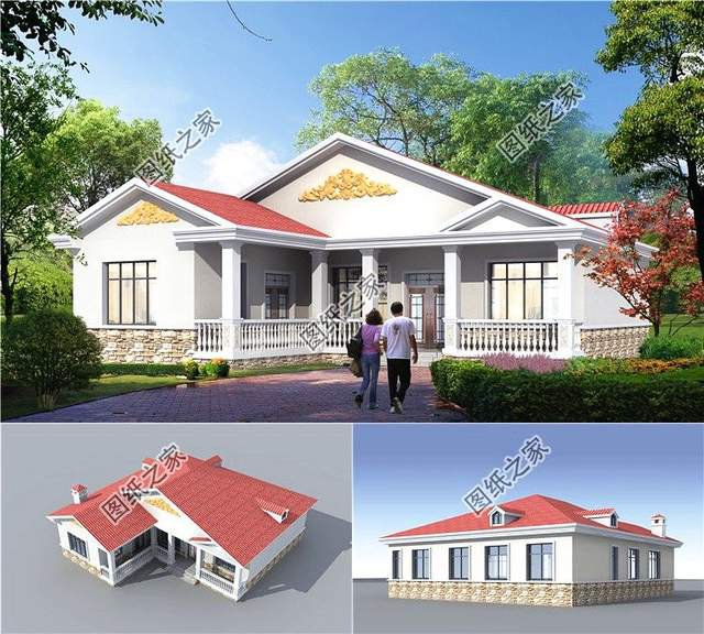 設計感十足的，7字型一層別墅設計圖，最近火到爆