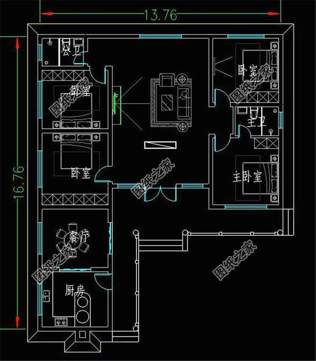 設計感十足的，7字型一層別墅設計圖，最近火到爆