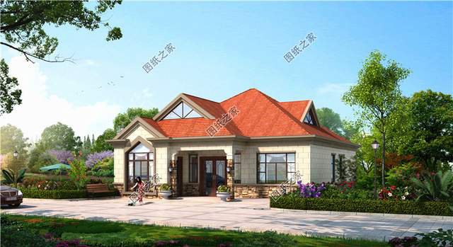 三套舒適又美觀的一層半自建別墅設(shè)計(jì)圖紙