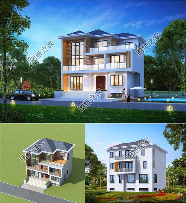 不帶羅馬柱的超現(xiàn)代三層別墅設計圖，這樣的風格你愛了嗎