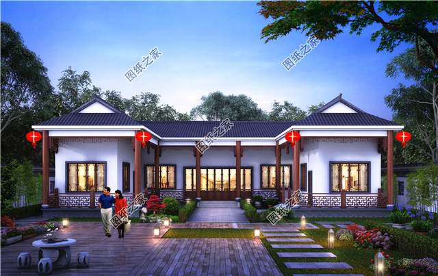 古香古氣的新中式一層別墅，濃濃的書香味