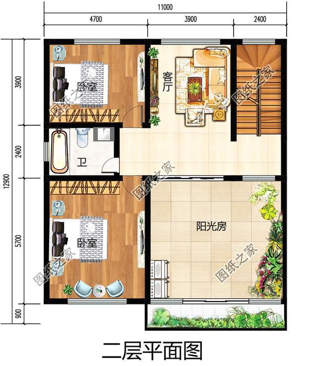 帶陽光房的二層別墅設(shè)計(jì)圖，讓我們領(lǐng)略四季春華秋實(shí)