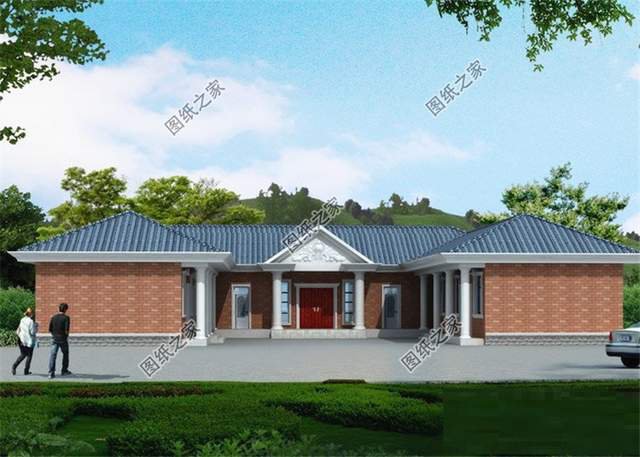 鄉(xiāng)村一層三合院設(shè)計(jì)圖，在庭院中仰望星空的美好