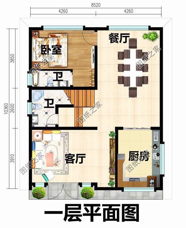 農(nóng)村宅地基小，開間8米左右的二層房屋設(shè)計(jì)圖滿足你的條件