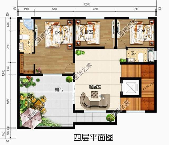占地130平左右四層樓房設(shè)計圖，三代同堂都能住得過來