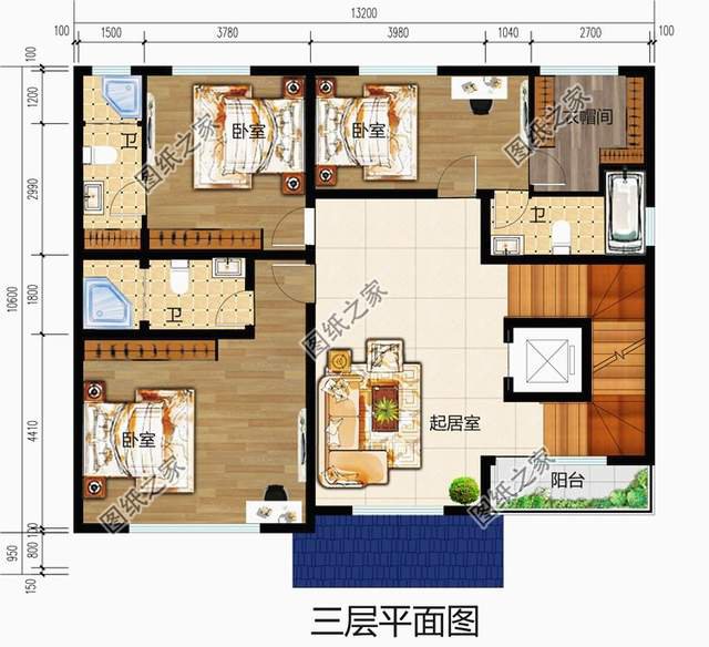 占地130平左右四層樓房設(shè)計圖，三代同堂都能住得過來