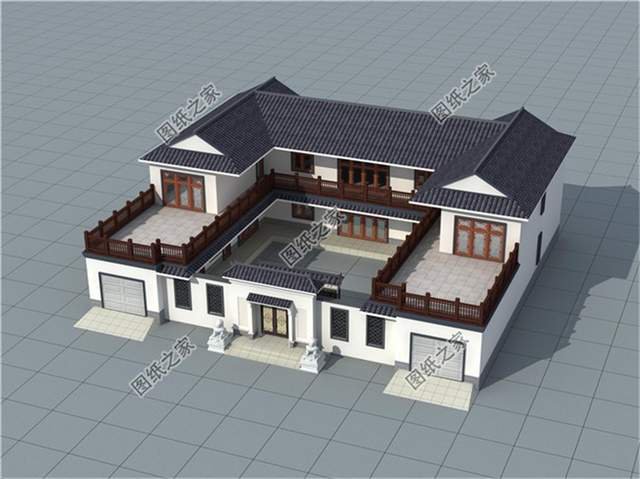 新中式二層四合院帶車庫(kù)，彰顯更高端的品質(zhì)生活