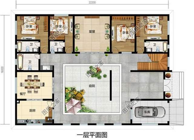 新中式二層四合院帶車庫(kù)，彰顯更高端的品質(zhì)生活