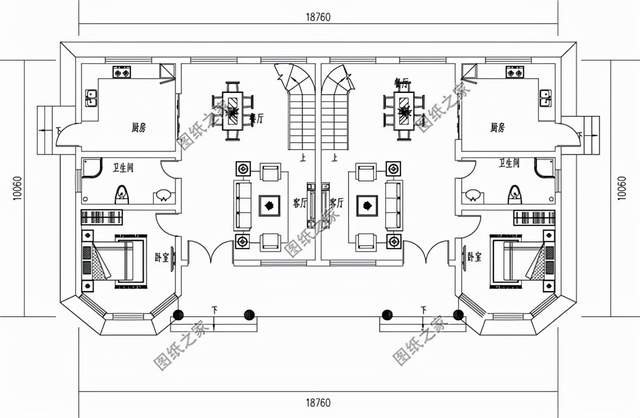 二層雙拼別墅設(shè)計圖，雙拼別墅不分離，兄弟姐妹感情深