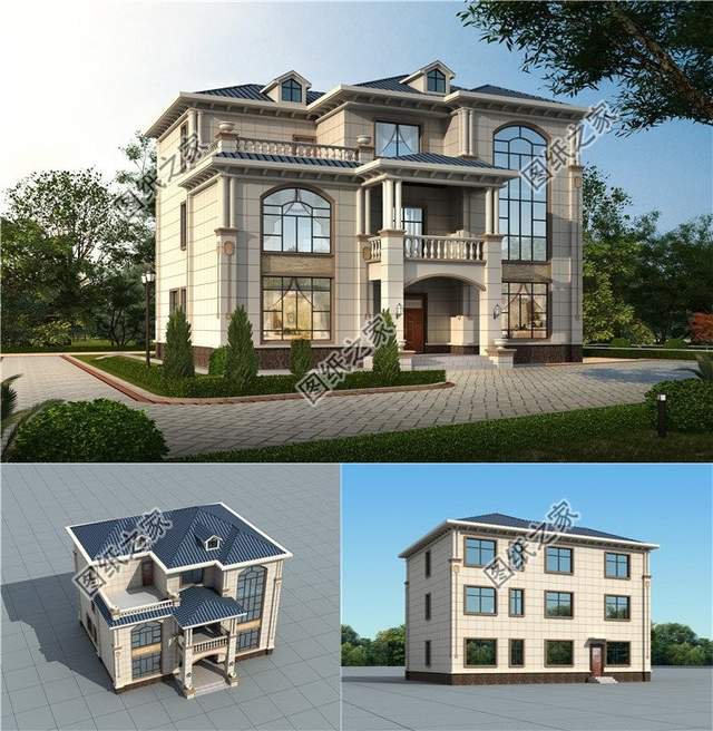 帶羅馬柱的三層別墅，文化深遠(yuǎn)，大氣外觀