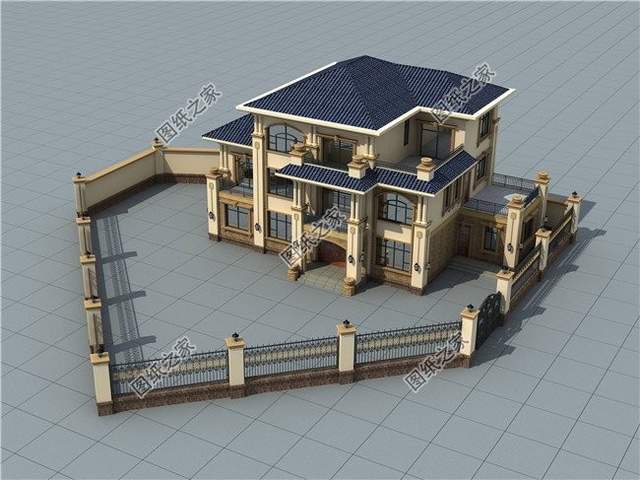 帶羅馬柱的三層別墅，文化深遠(yuǎn)，大氣外觀