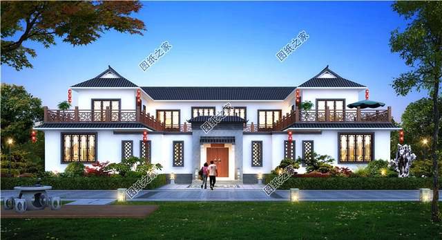 古韻十足的雙拼中式四合院別墅設(shè)計(jì)圖紙，寓意深遠(yuǎn)地傳承建筑