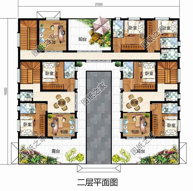 古韻十足的雙拼中式四合院別墅設(shè)計(jì)圖紙，寓意深遠(yuǎn)地傳承建筑