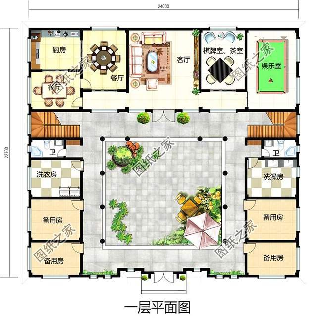 古韻十足的雙拼中式四合院別墅設(shè)計(jì)圖紙，寓意深遠(yuǎn)地傳承建筑
