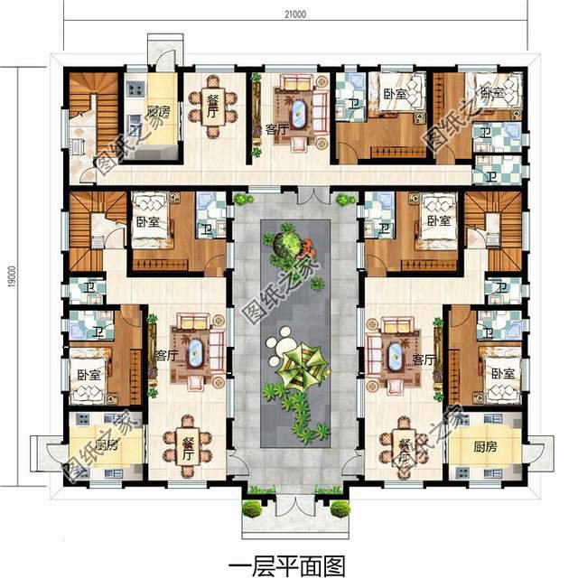 古韻十足的雙拼中式四合院別墅設(shè)計(jì)圖紙，寓意深遠(yuǎn)地傳承建筑