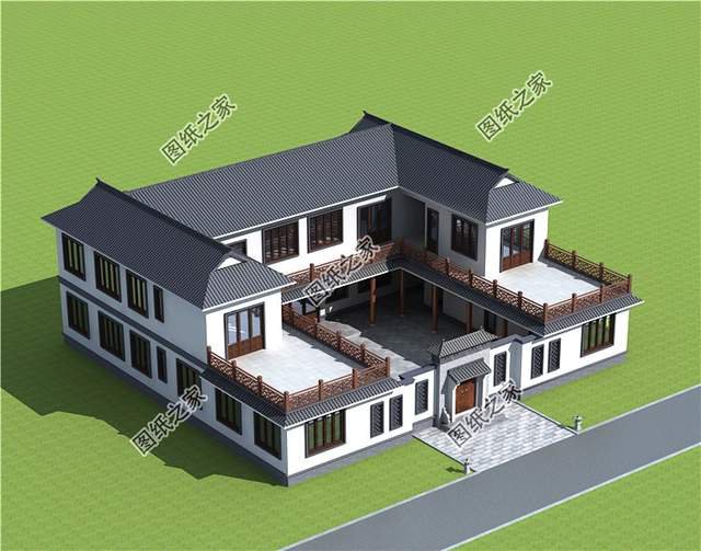 古韻十足的雙拼中式四合院別墅設(shè)計(jì)圖紙，寓意深遠(yuǎn)地傳承建筑