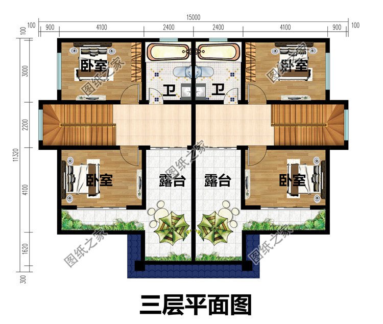 三層小面積雙拼別墅設(shè)計圖