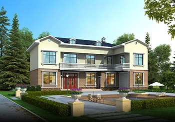 帶車庫的二層L型別墅設計圖紙及效果圖