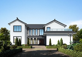 帶小院的中式二層合院型小樓房設(shè)計圖紙