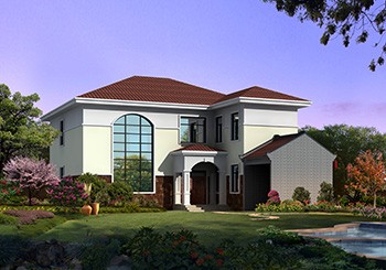 帶配房的七字形二層自建住宅設(shè)計圖，開間14米