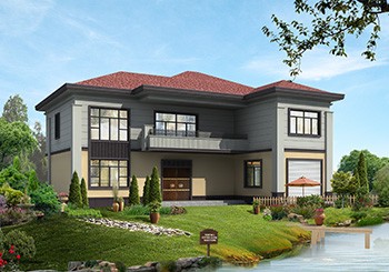 帶車(chē)庫(kù)的農(nóng)村二層七字形自建房別墅設(shè)計(jì)圖紙，15x12米