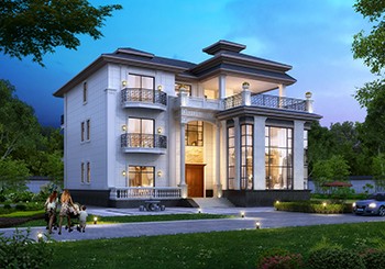 三層小L型自建別墅設(shè)計(jì)圖紙，外觀高端、大氣