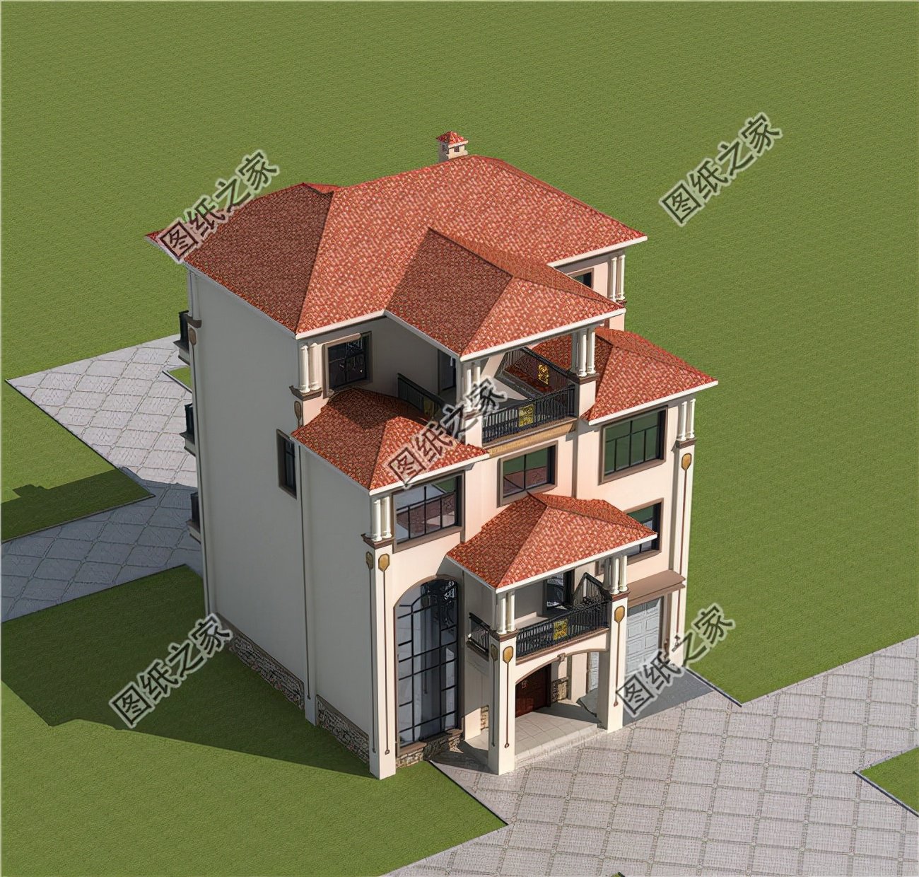 有陽(yáng)臺(tái)四層樓房設(shè)計(jì)圖，生活的美好，賞月的舒適