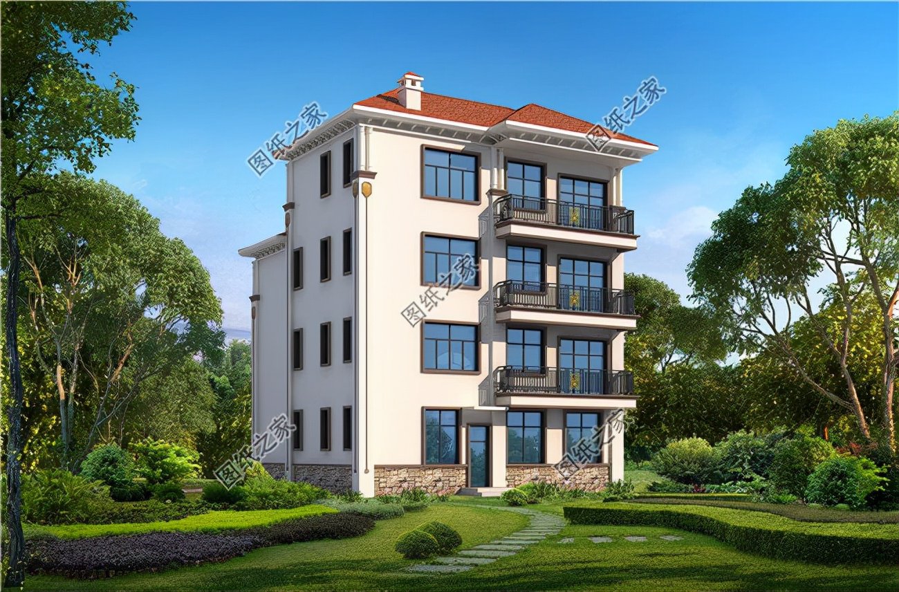 有陽(yáng)臺(tái)四層樓房設(shè)計(jì)圖，生活的美好，賞月的舒適