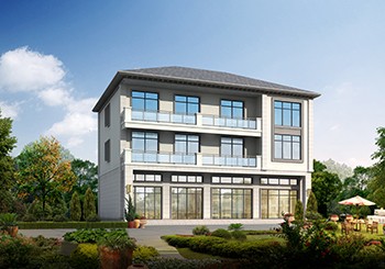 一層商鋪二三層住宅的三層別墅圖紙，四開間面寬18米