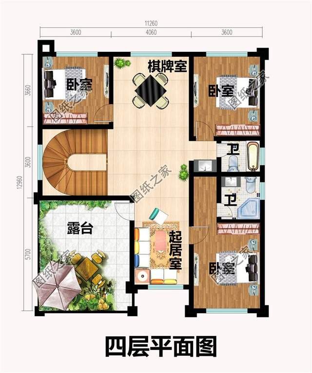 四層帶車庫(kù)別墅設(shè)計(jì)圖，出入方便還大氣