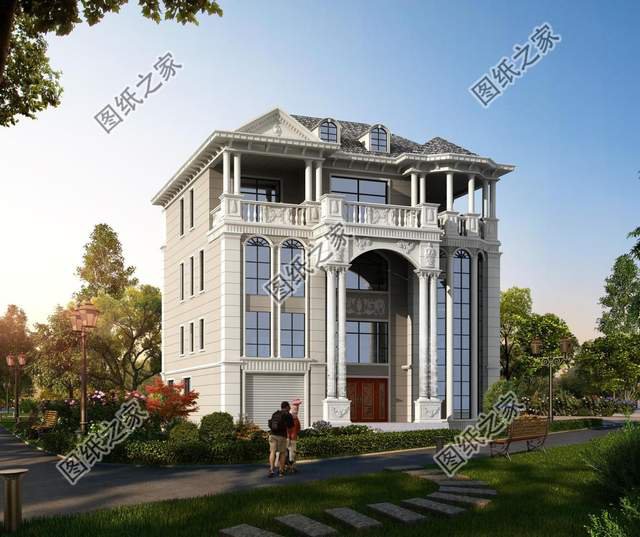 四層帶車庫(kù)別墅設(shè)計(jì)圖，出入方便還大氣