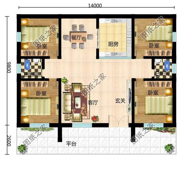 140平一層別墅，度假休閑好幫手，養(yǎng)老盡孝都是它