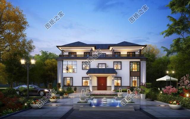 對(duì)稱(chēng)設(shè)計(jì)三層別墅，看上去就覺(jué)得賞心悅目