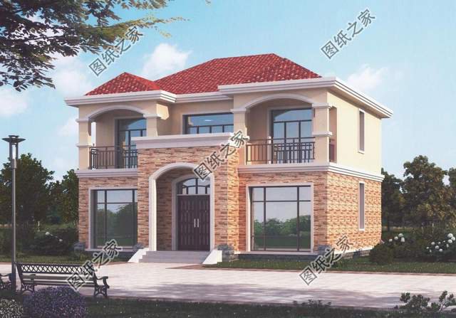 帶欄桿的二層別墅，安全又好看，從心底的放心