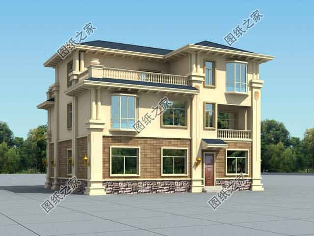 左右對稱的美，三層別墅的大氣舒適實用