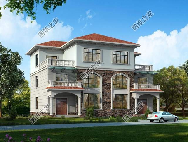 帶欄桿的雙拼別墅，兄弟齊心不分離，欄桿安全又大方