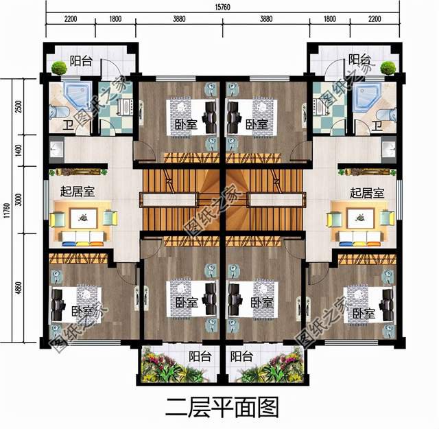 帶仿石瓷磚的雙拼，美觀安全，環(huán)保親民