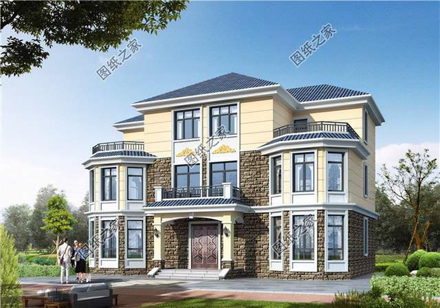 帶仿石瓷磚的雙拼，美觀安全，環(huán)保親民