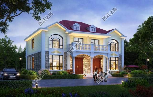 帶仿石瓷磚的雙拼，美觀安全，環(huán)保親民