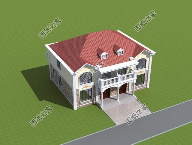 帶仿石瓷磚的雙拼，美觀安全，環(huán)保親民