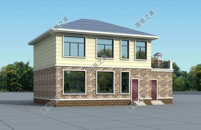 帶仿石瓷磚的二層，美觀又環(huán)保，價(jià)格還親民