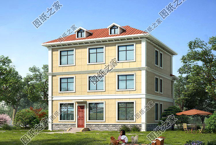 帶浮雕的農(nóng)村自建三層別墅，金色浮雕是歷久不衰的美